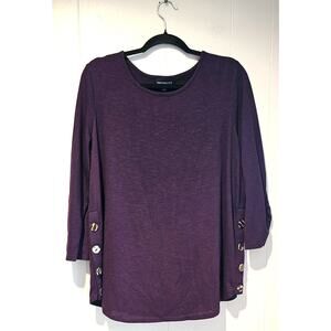 XL Fortune Ivy Plum Purple Tunic with Side Buttons, Womens Size XL, Excellent